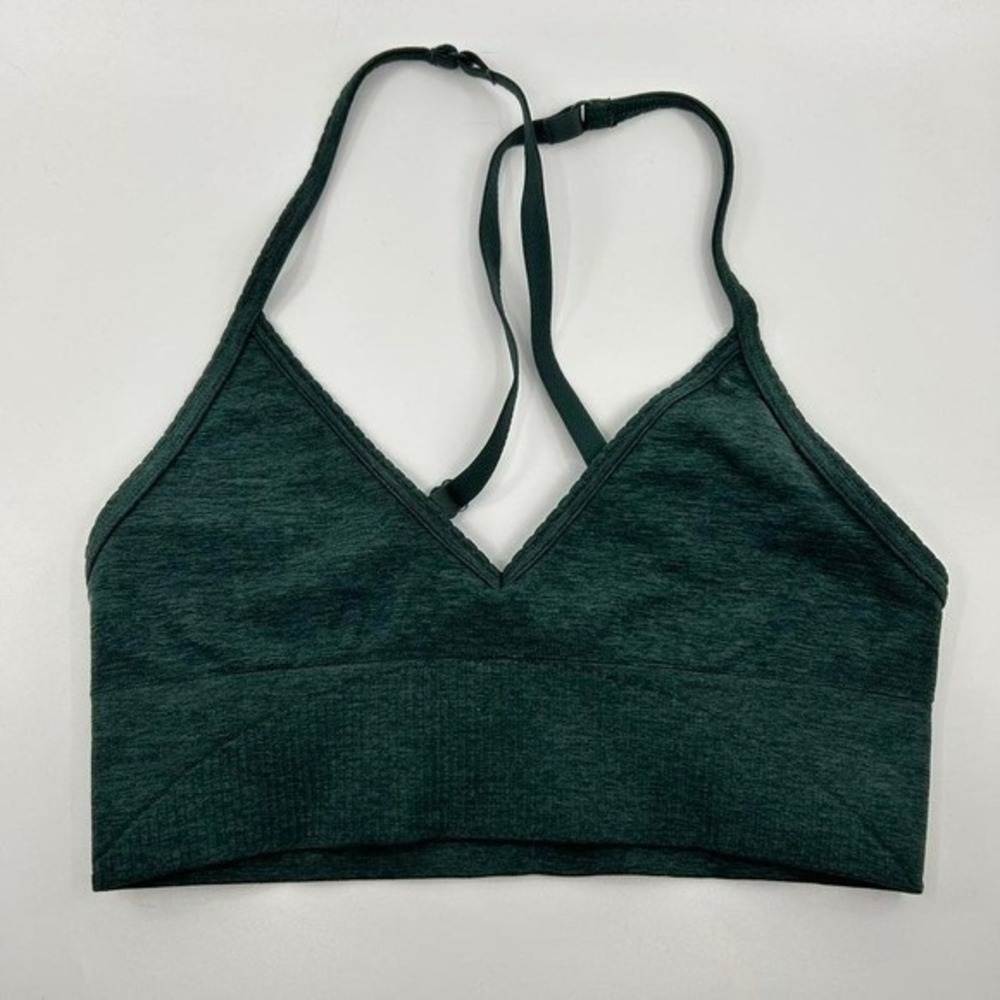 Lululemon Sports Bra Green Ebb to Street Cross back Straps Heathered Fuel Green